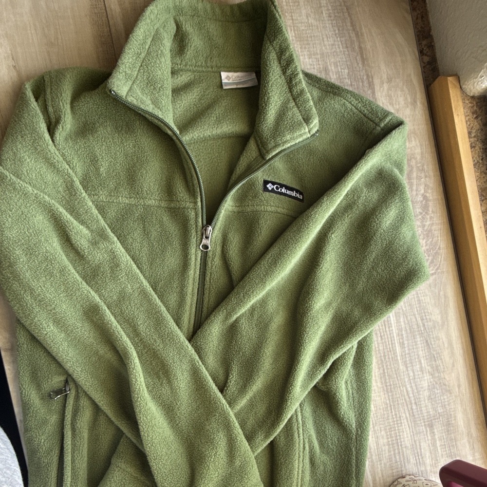 Columbia Youth Large 14/16 Green Full Zip Fleece Jacket Kids Outdoor